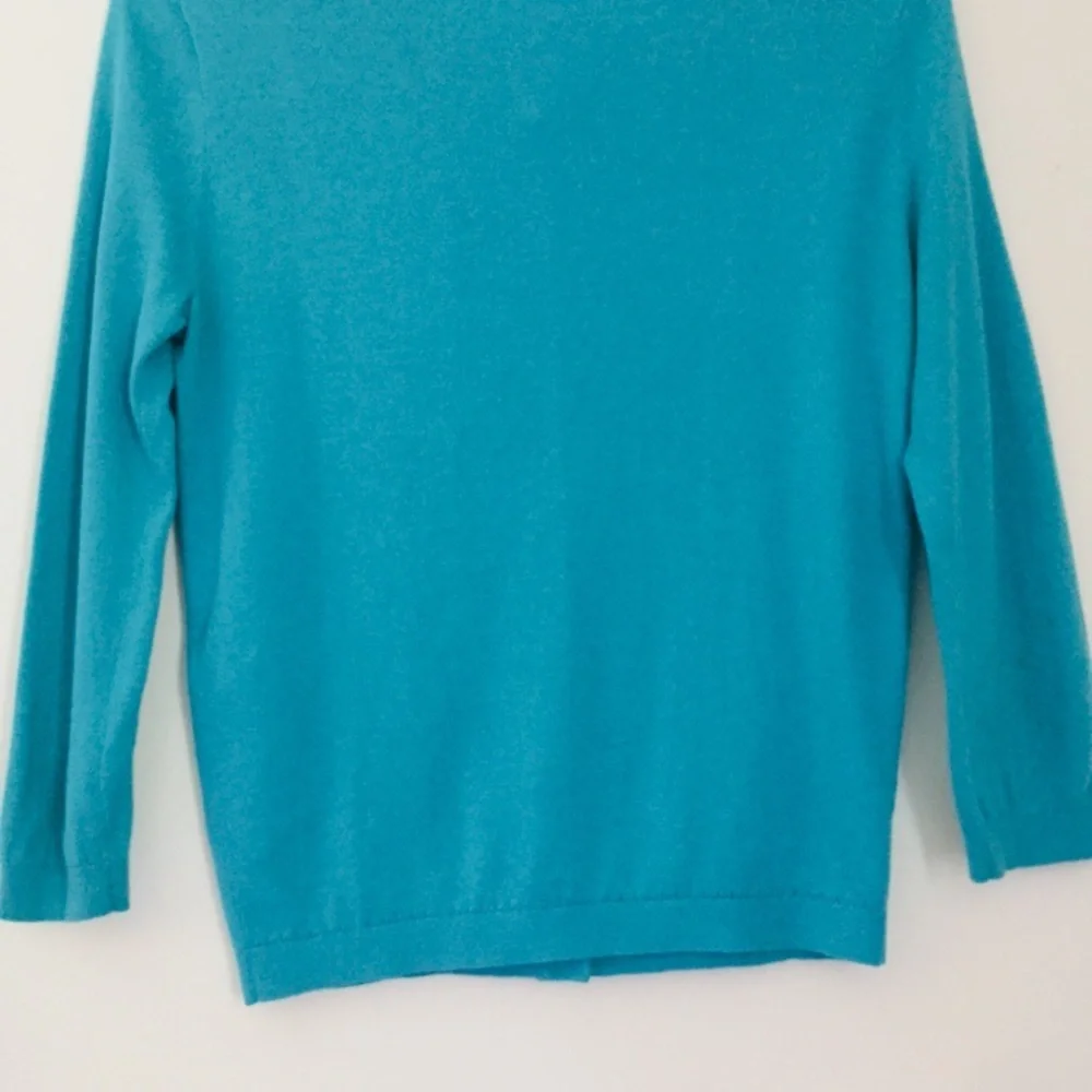 KATE SPADE Blue Silk Cotton Blend Cardigan Sweater Size Small